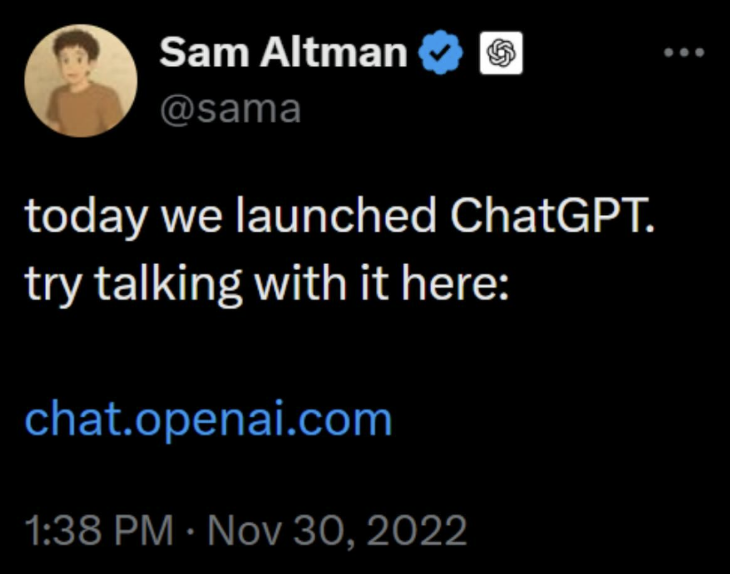 Sama's first tweet